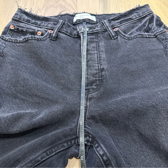 Abercrombie and Fitch The Dad High Rise Distressed Black Straight Leg Jeans 27 - Picture 14 of 16